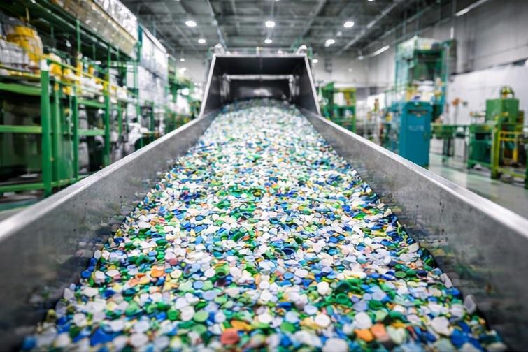 Plastic recycling conveyor belt process